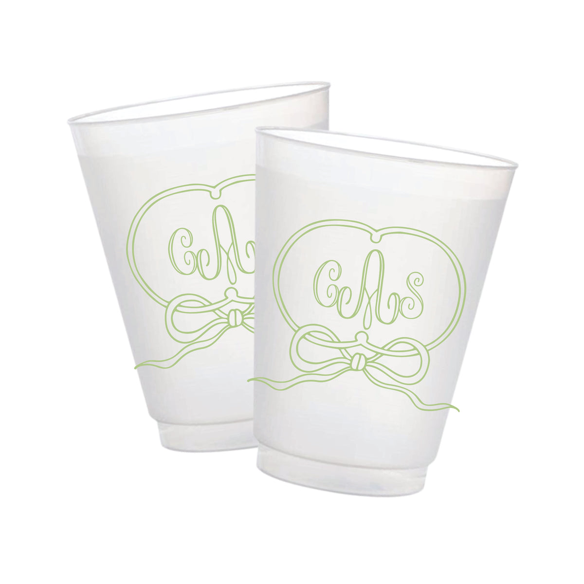 Personalized Bow Monogram Frosted Cups | Custom Party Cups
