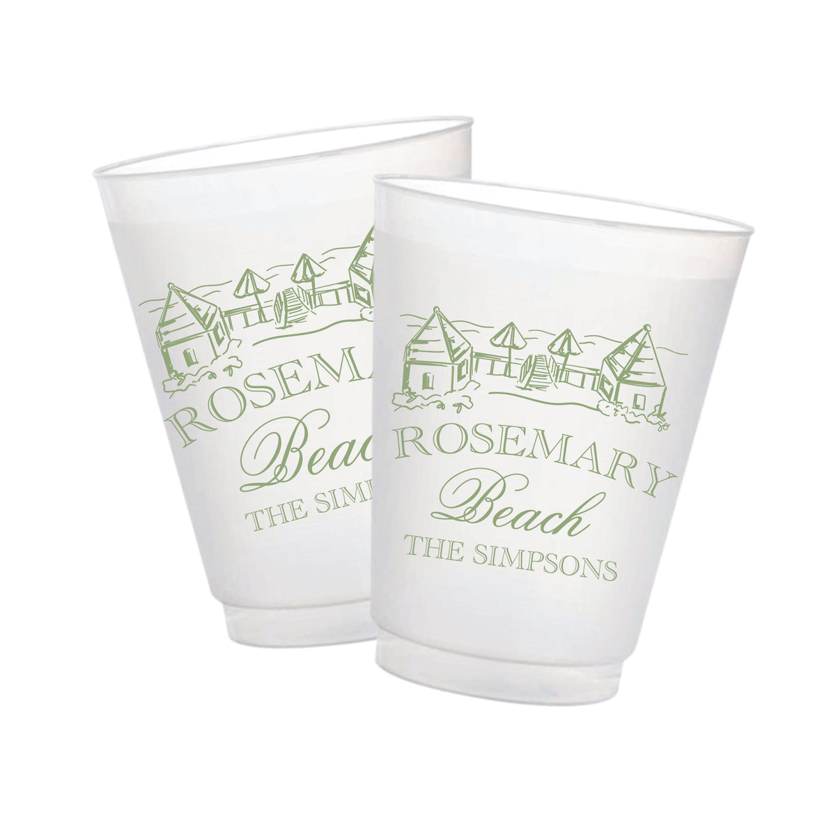 Personalized Rosemary Beach family vacation frosted cups