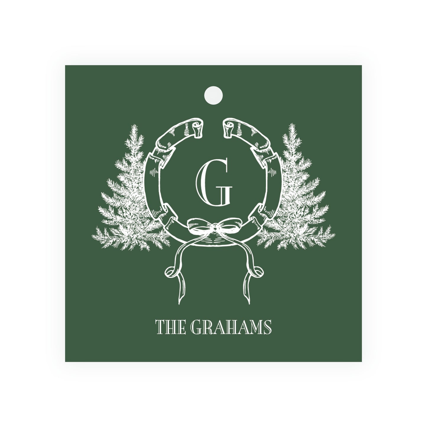 Heirloom Pine Crest Square Gift Tag (Customize Your Color)