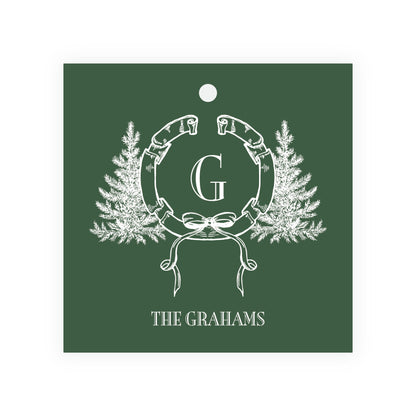 Heirloom Pine Crest Square Gift Tag (Customize Your Color)