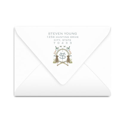 Chocolate Lab Duck Blue Hunting Crest Notecard