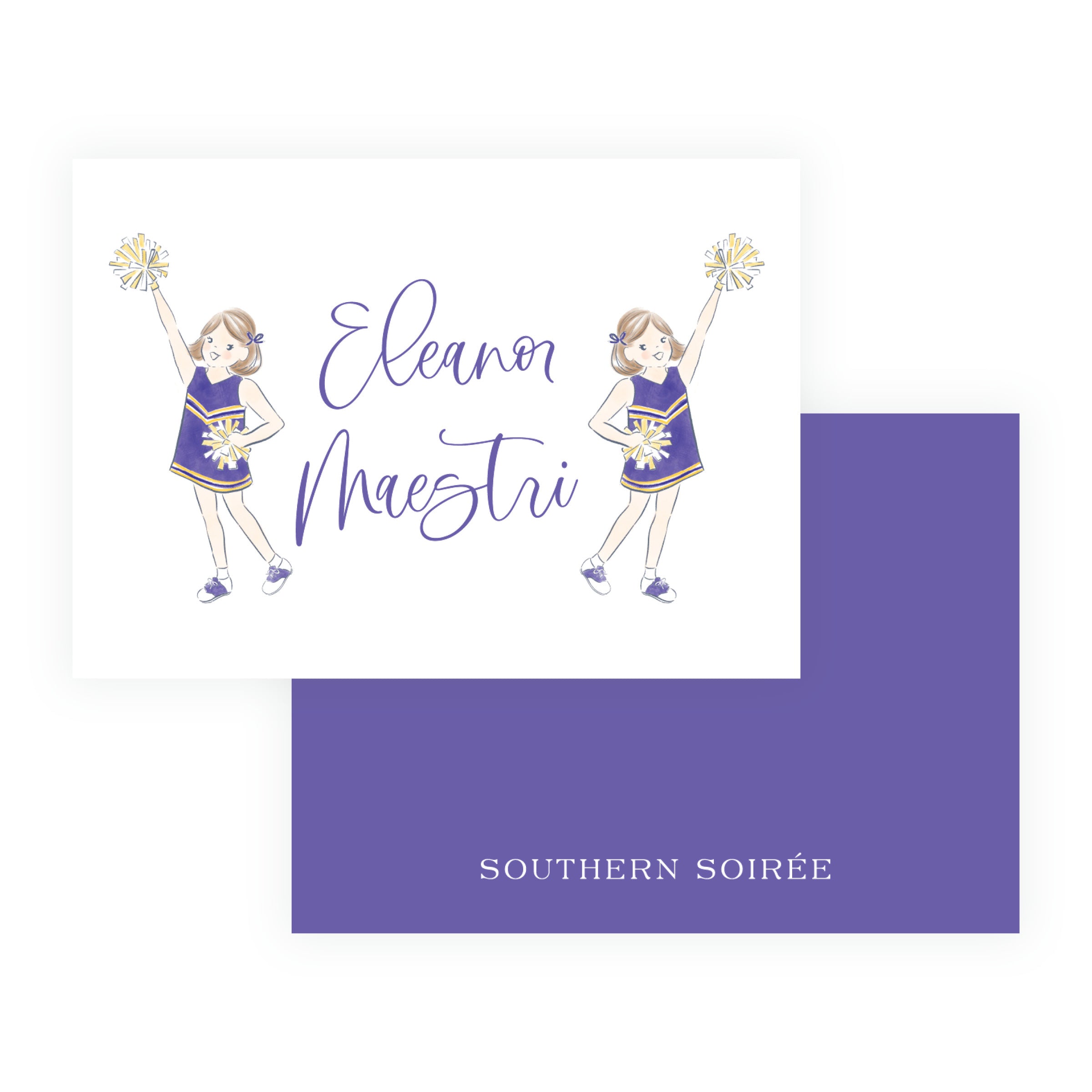 Purple and Gold Cheerleader Gift Enclosure Cards – Team Spirit