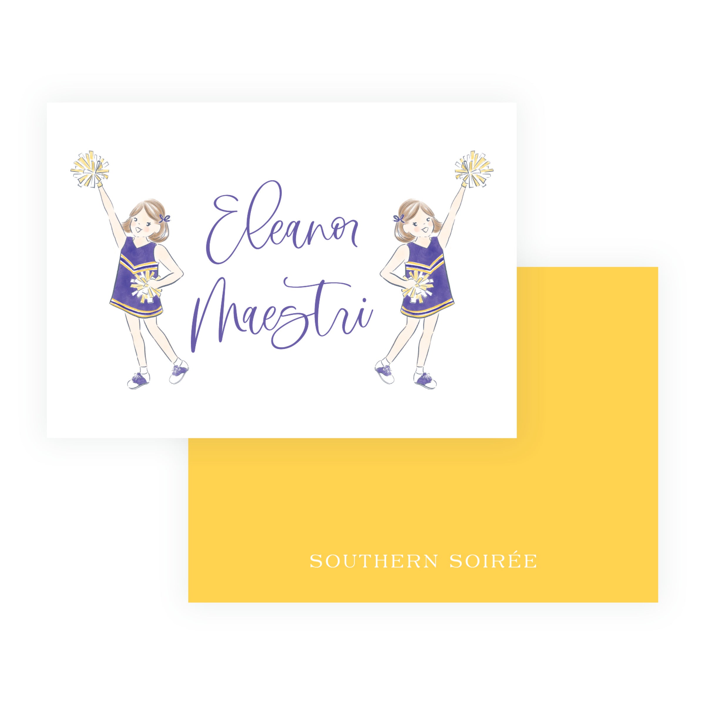Purple and Gold Cheerleader Gift Enclosure Cards – Team Spirit