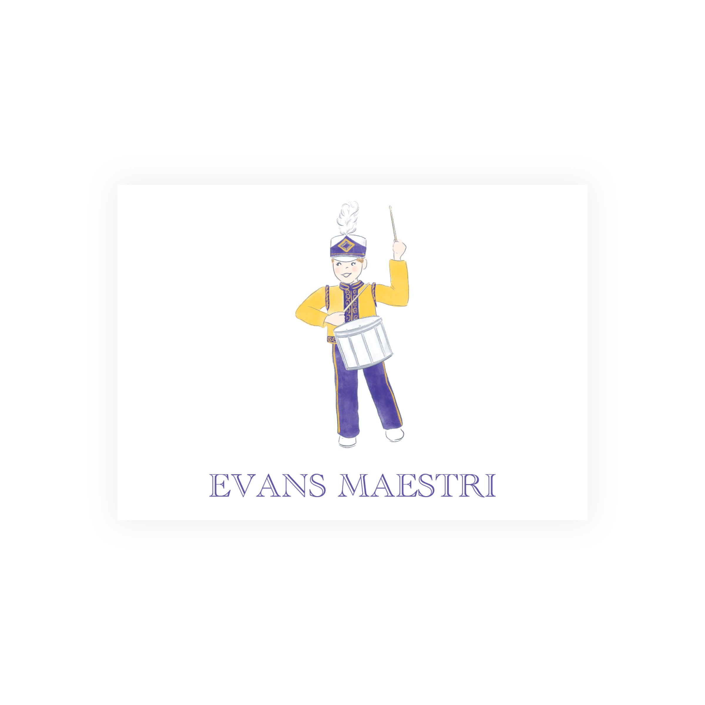 Purple and Gold Marching Band Drummer Enclosure Cards – Team Spirit