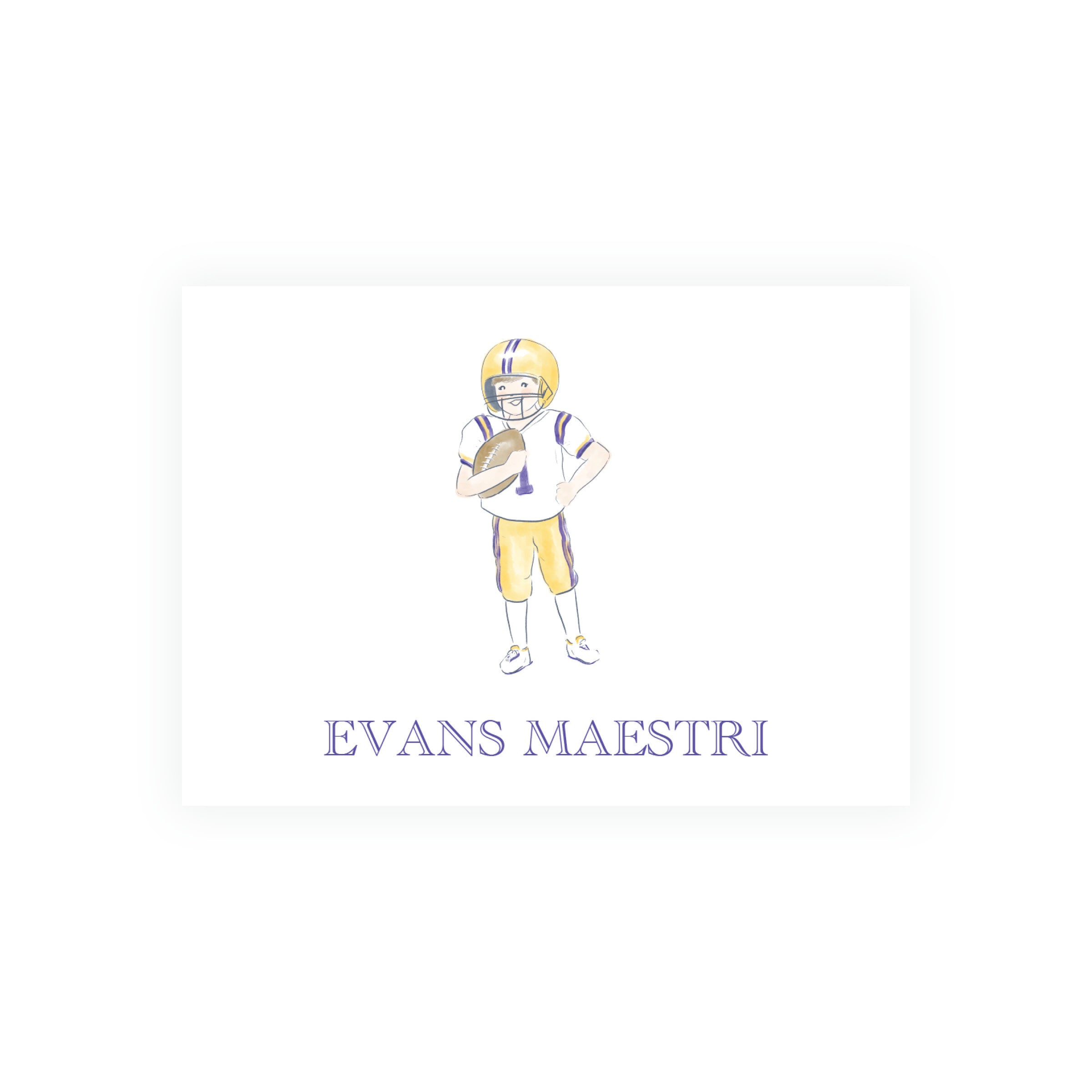 Purple and Gold Football Player Enclosure Cards – Team Spirit