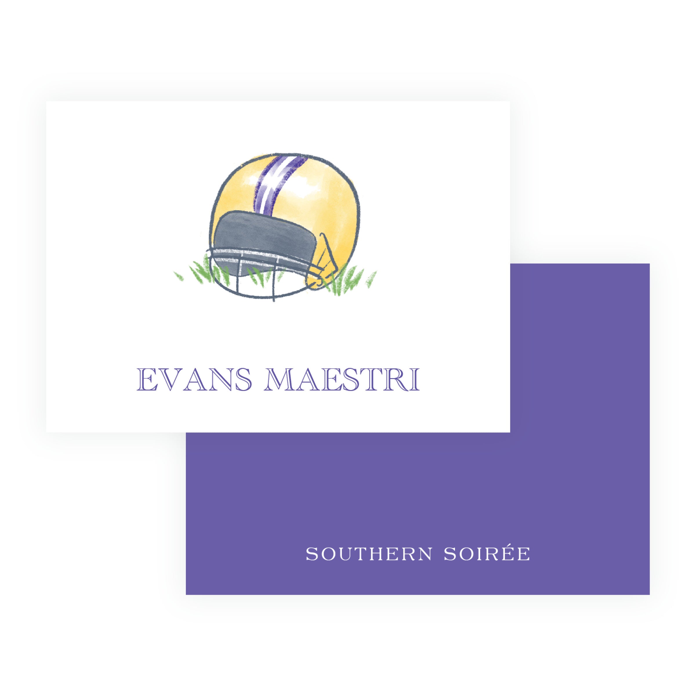 Purple and Gold Football Helmet Gift Enclosure Cards – Team Spirit