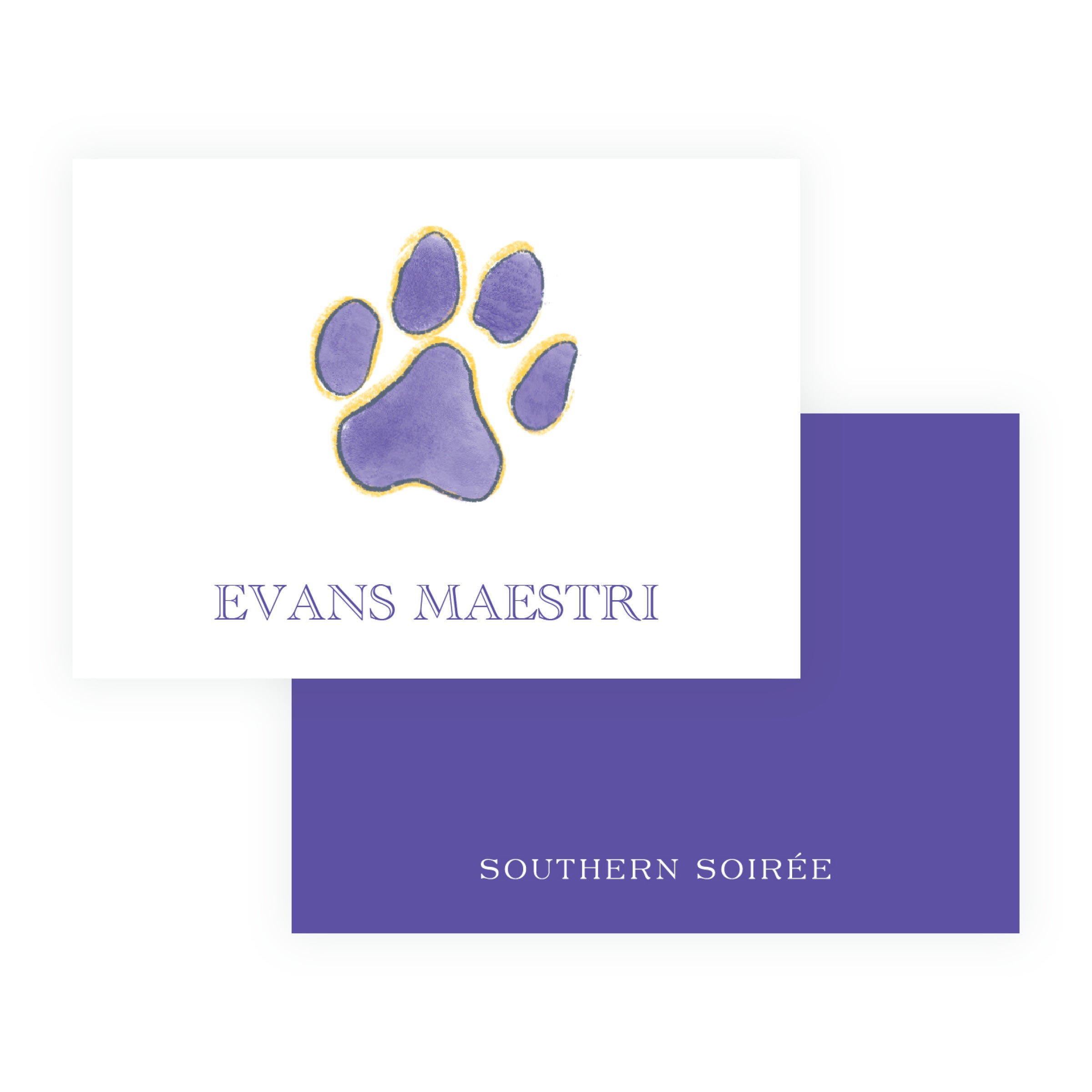 Purple & Gold Team Spirit Paw Print Gift Enclosure Card