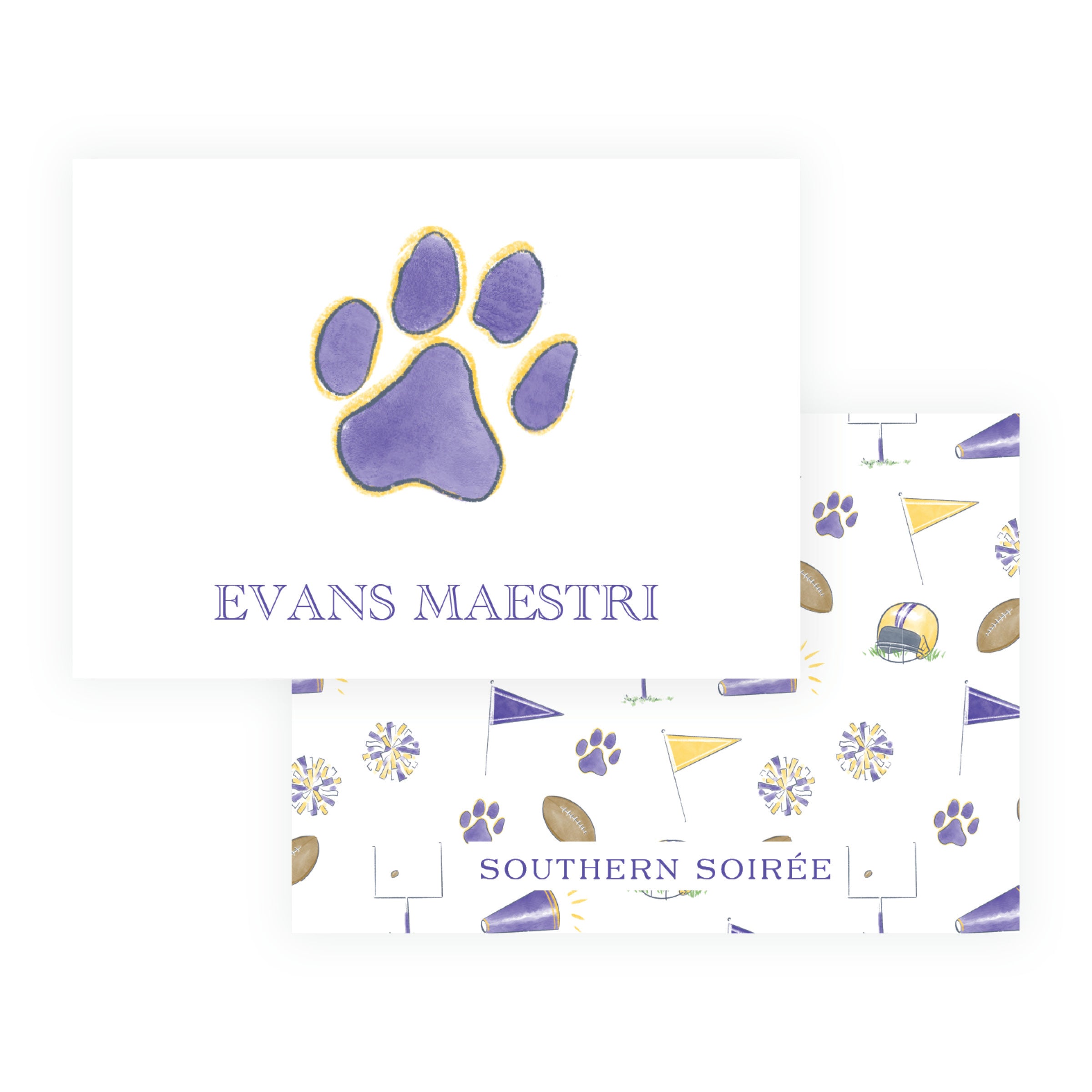 Purple & Gold Team Spirit Paw Print Gift Enclosure Card
