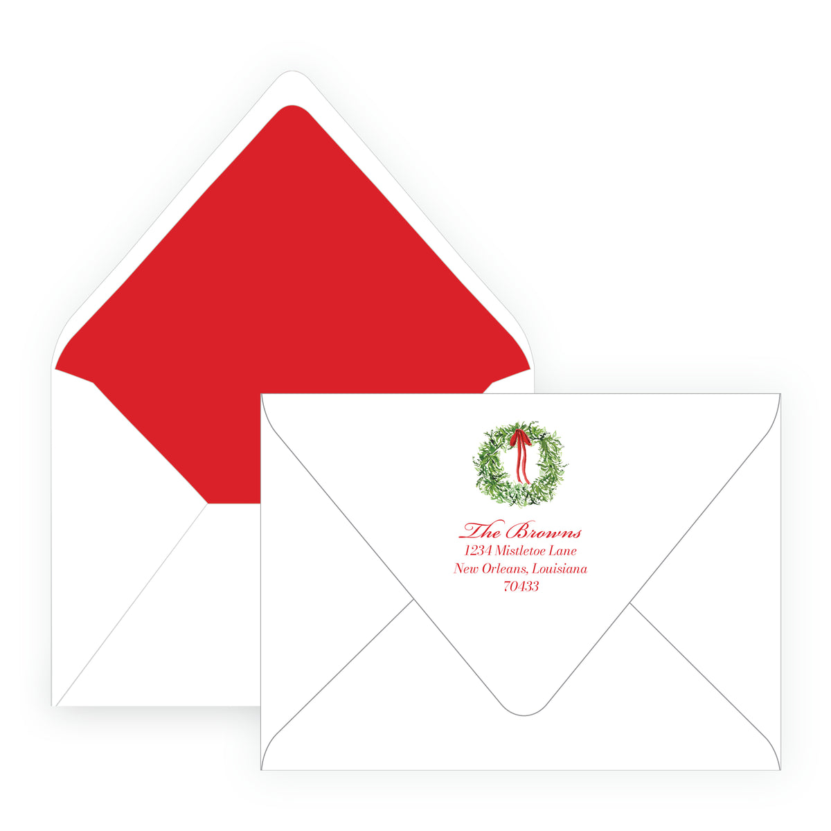 Festive Fir Evergreen Wreath Personalized Christmas Photo Card