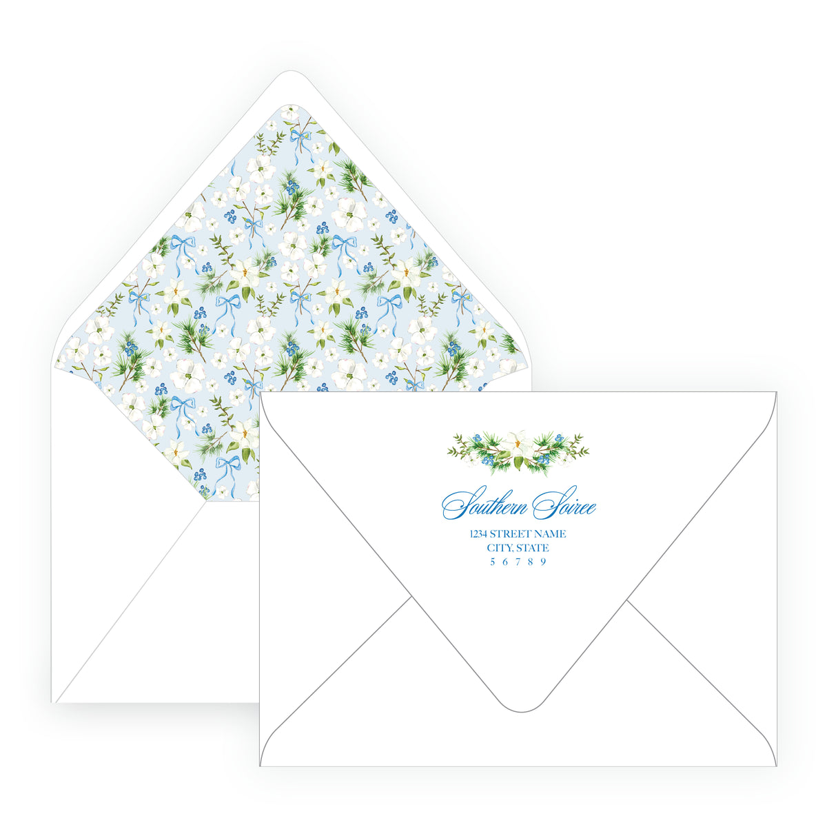 Holiday Blossom Garden Frame Personalized Christmas Photo Card