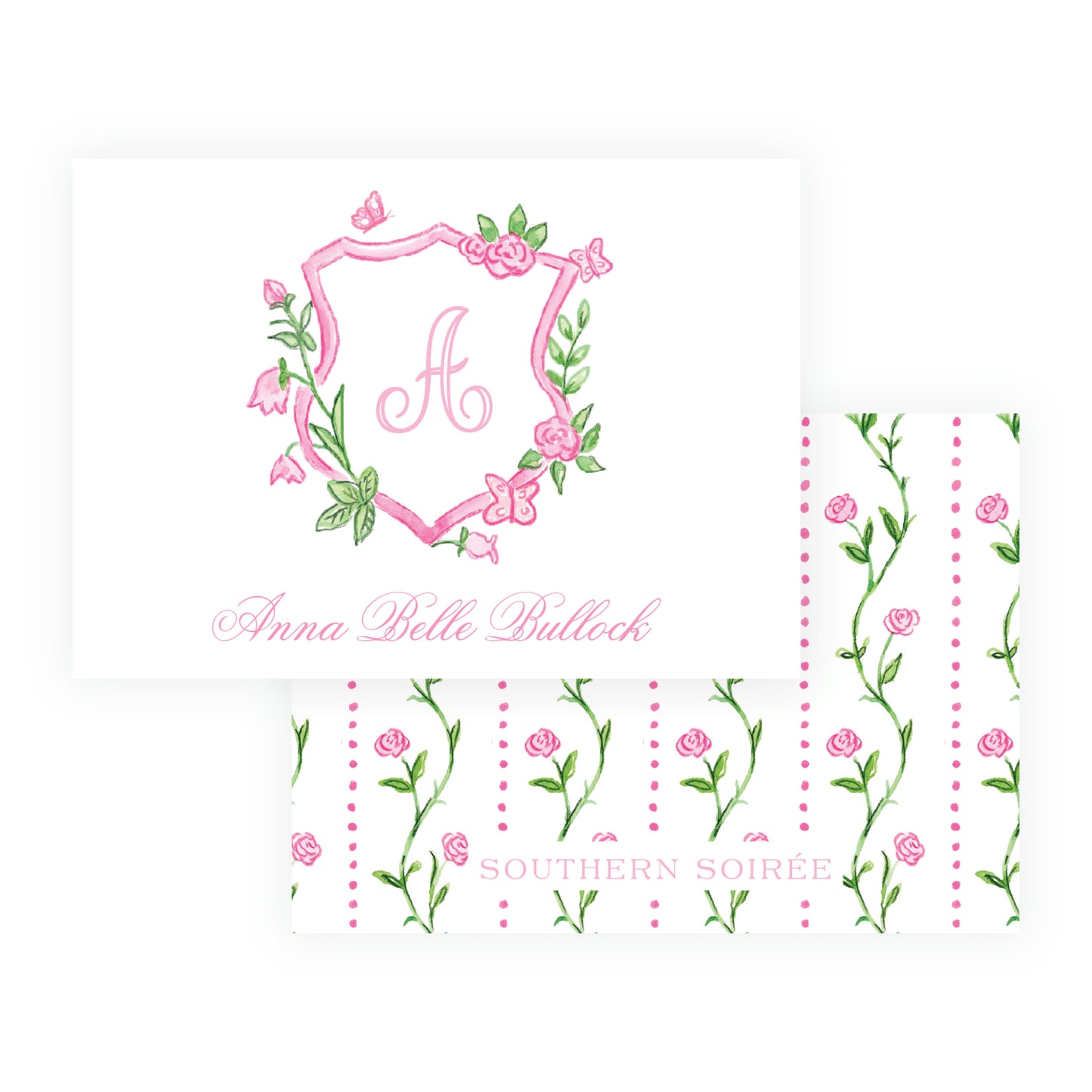 Personalized Tiny Petals watercolor floral crest enclosure card