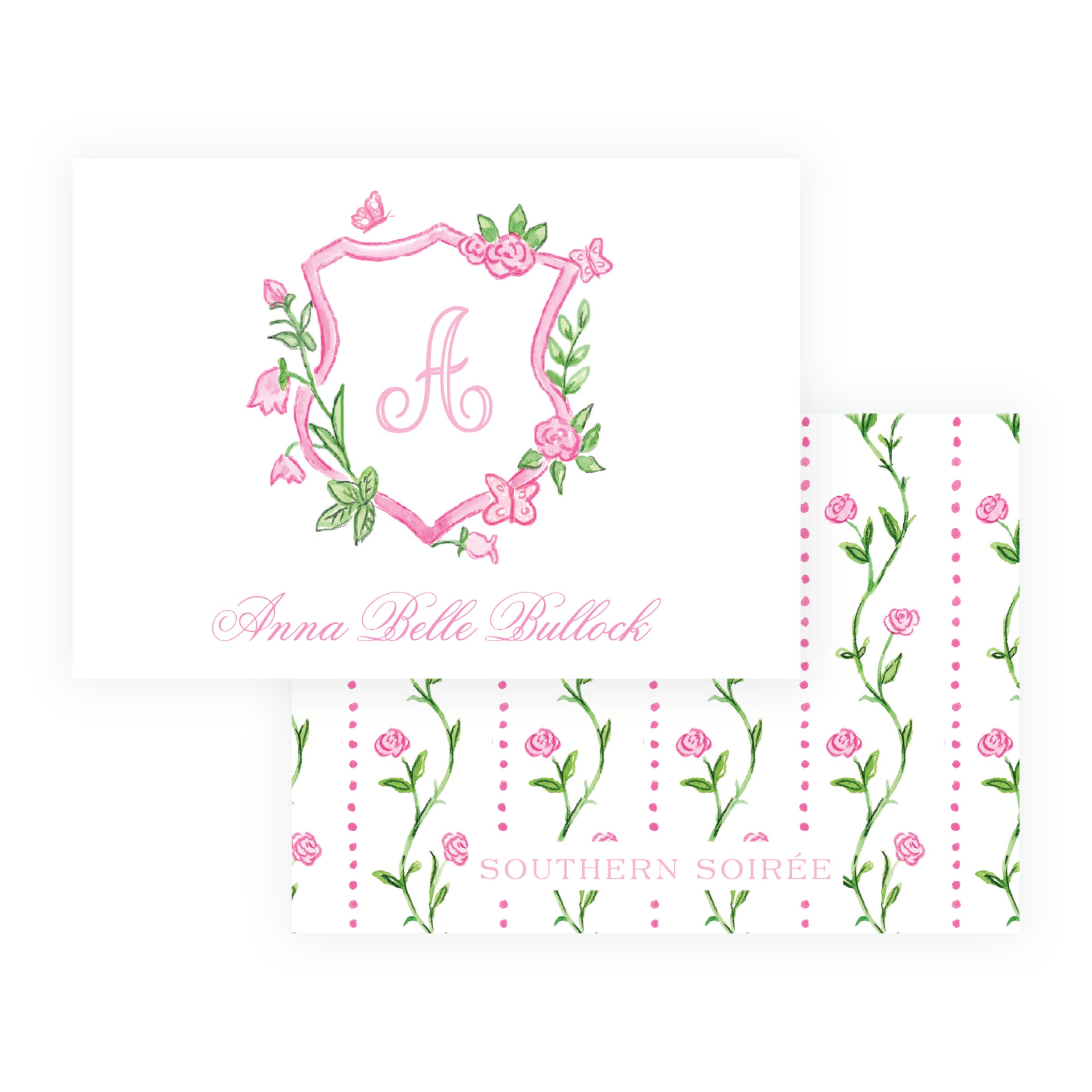 Personalized Tiny Petals watercolor floral crest enclosure card