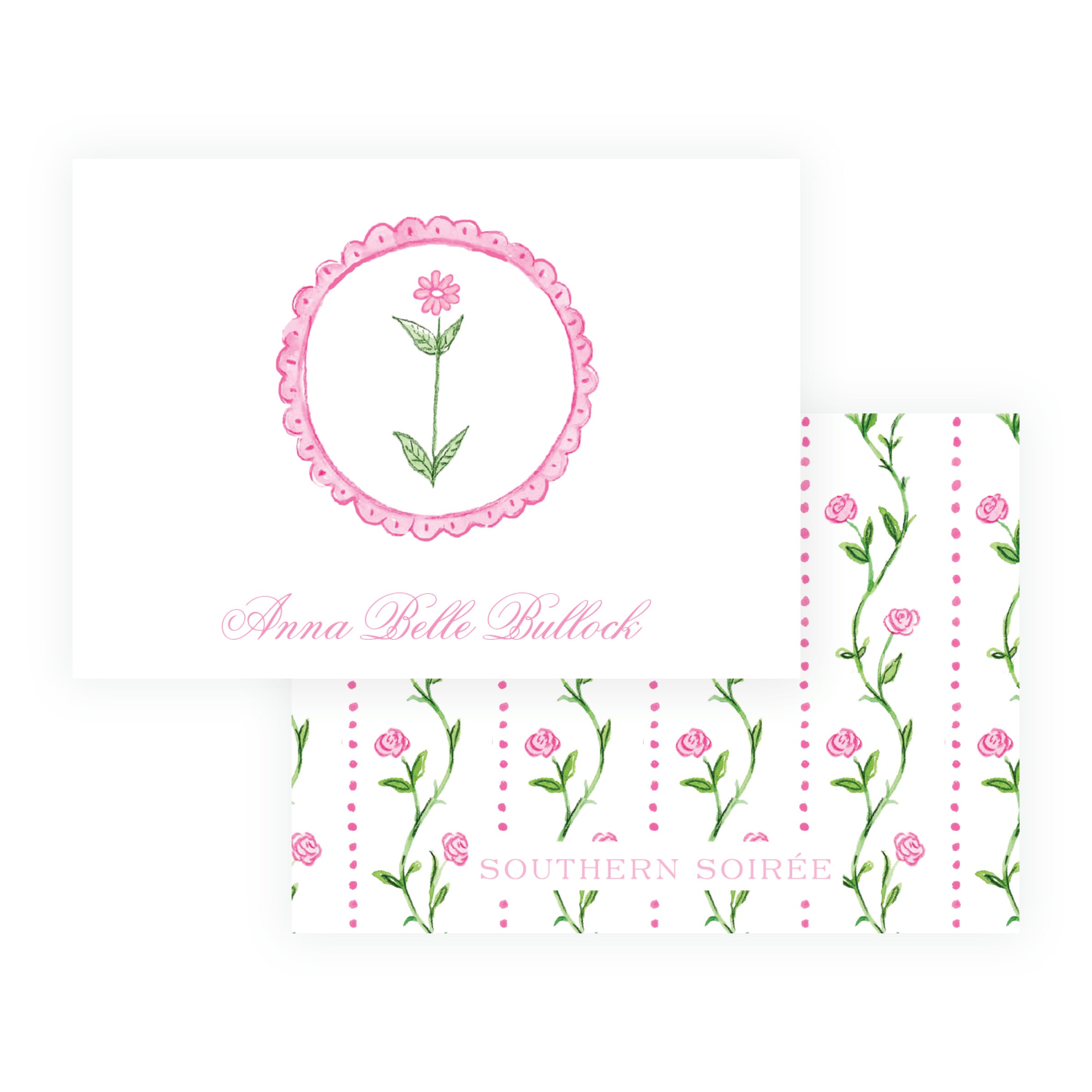 Personalized Tiny Petals flower medallion gift enclosure card