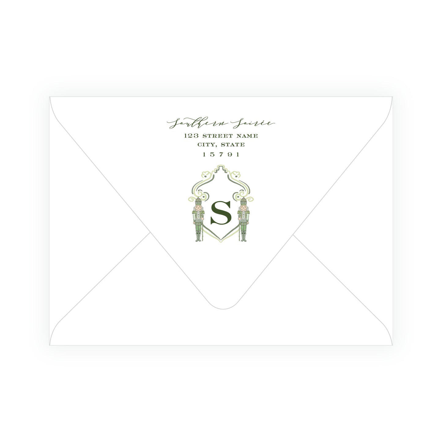 Southern Nutcracker Crest Olive Green with Monogram Landscape