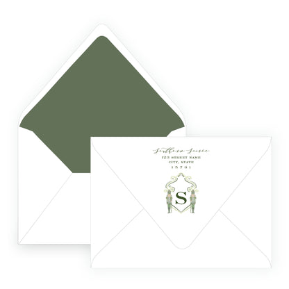 Southern Nutcracker Crest Olive Green with Monogram Landscape