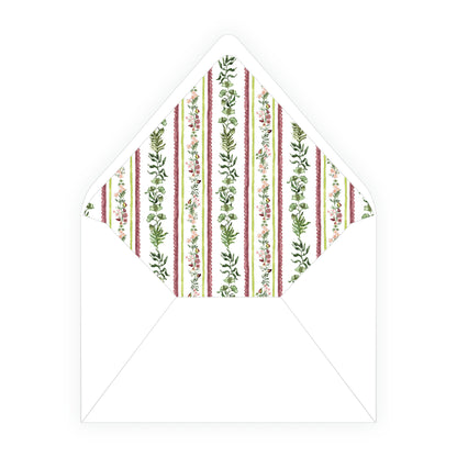 Figs and Floral Oval Frame Botanical Stripe