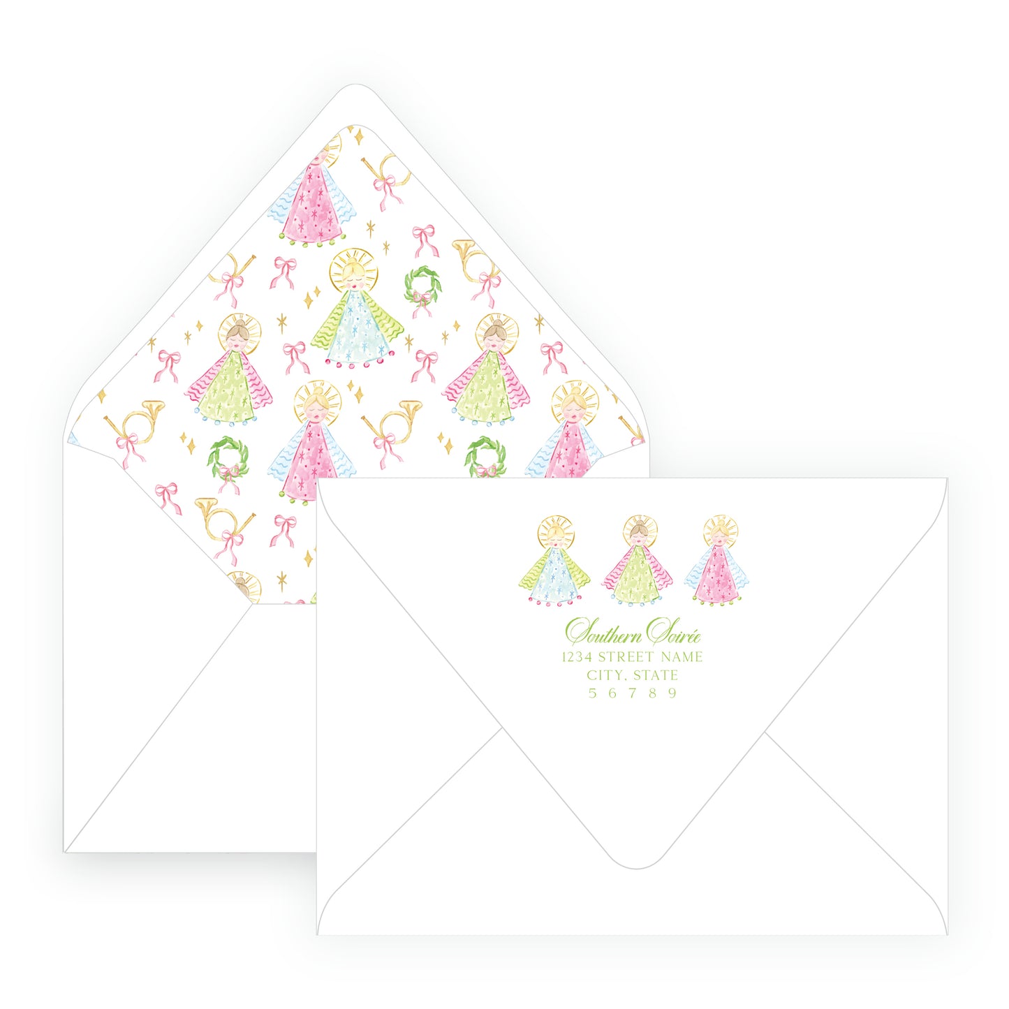 Green Holy Night Angels Landscape