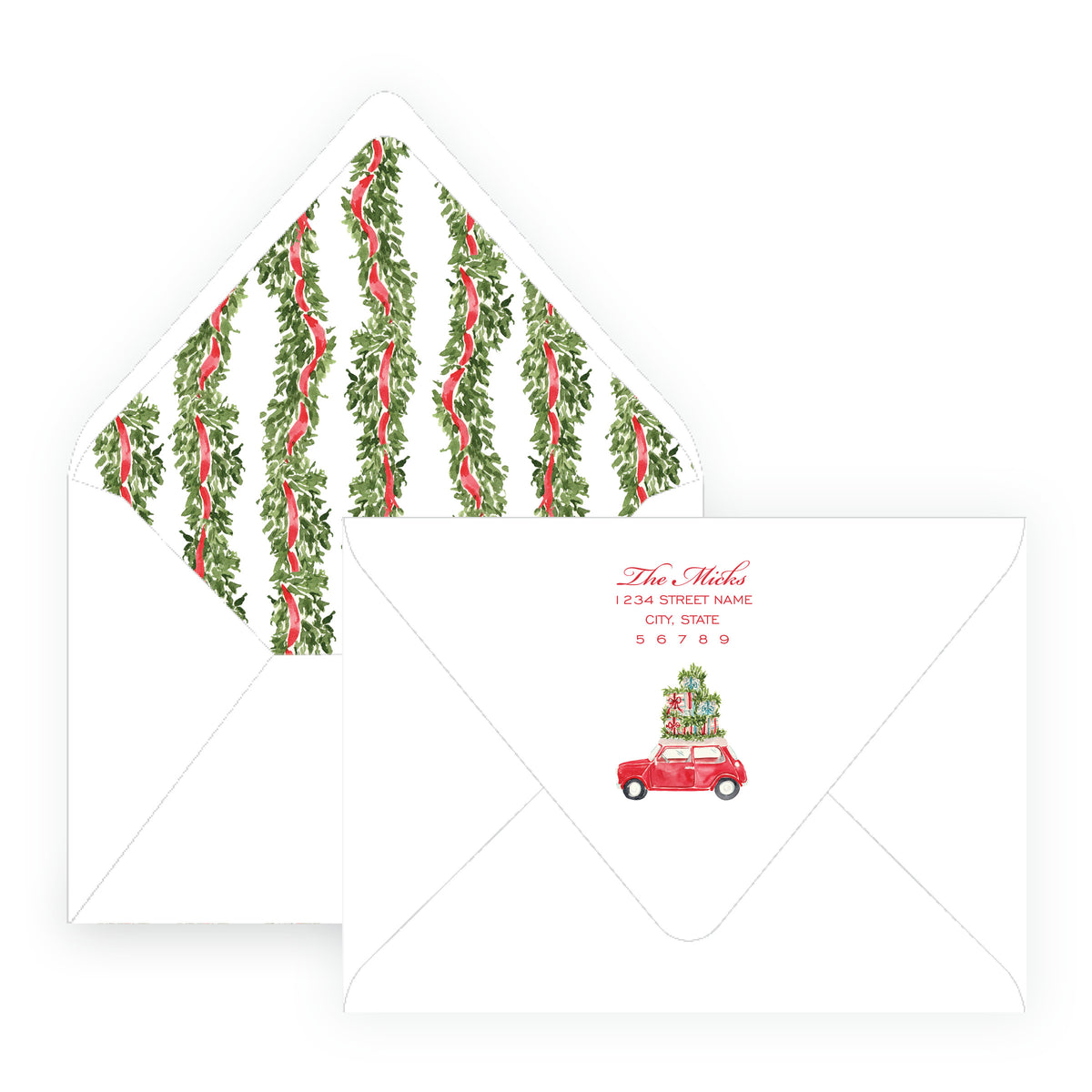 Decked in Garland – Ribbon Garland Personalized Christmas Photo Card