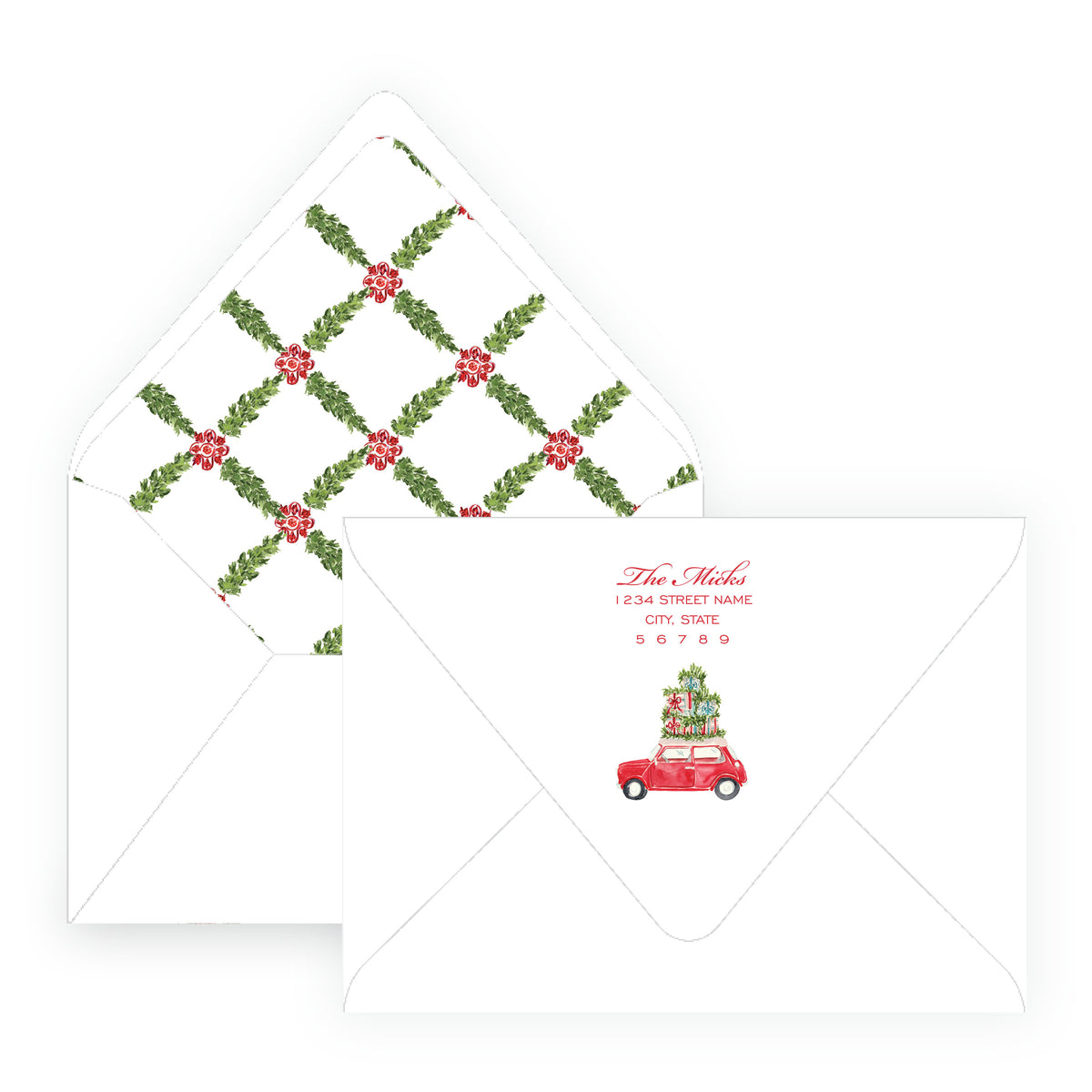 Decked in Garland – Garland Lattice Personalized Christmas Photo Card