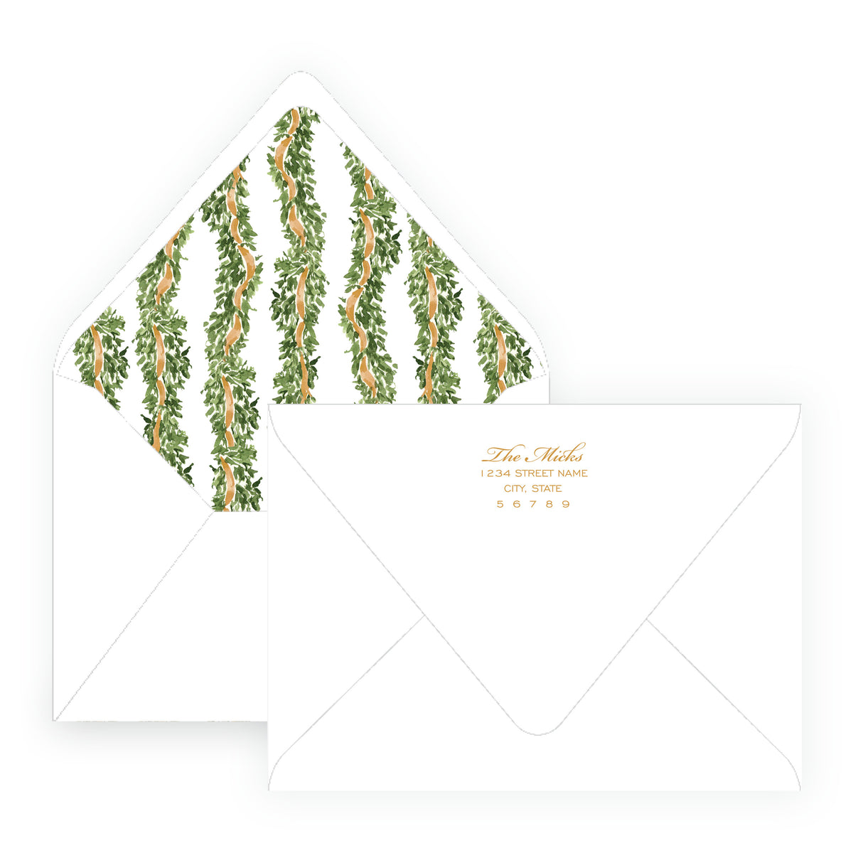 Decked in Garland – Gold Wreath Personalized Christmas Photo Card
