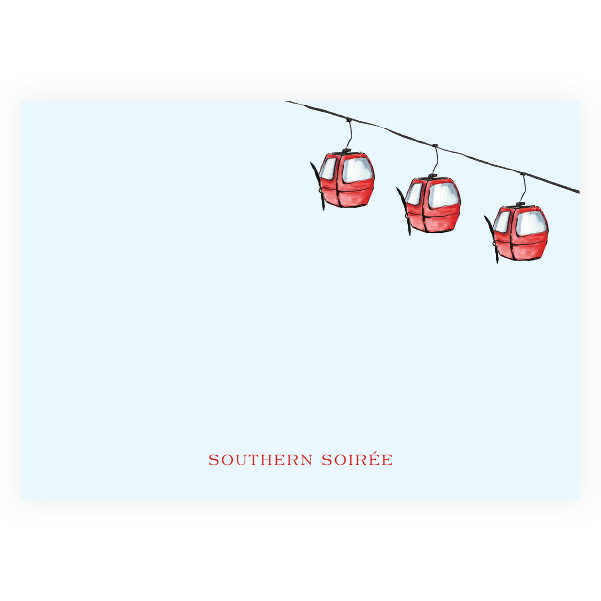 Alpine Holiday Gondola & Evergreens Blue Landscape Personalized Christmas Photo Card