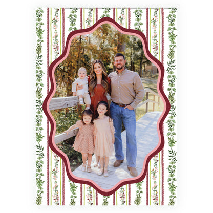 Figs and Floral Oval Frame Botanical Stripe