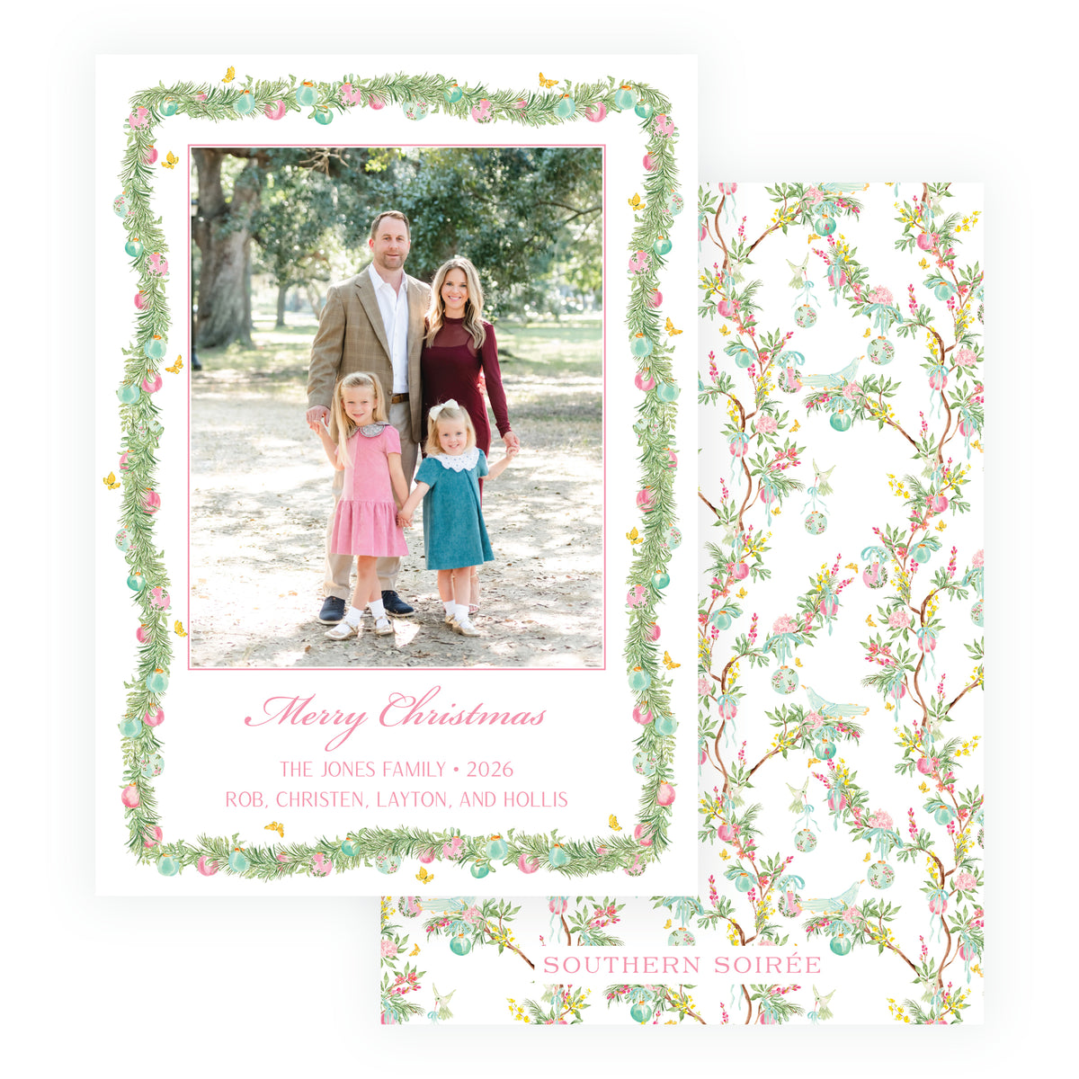 Parisian Noël Garland Frame Christmas Photo Card