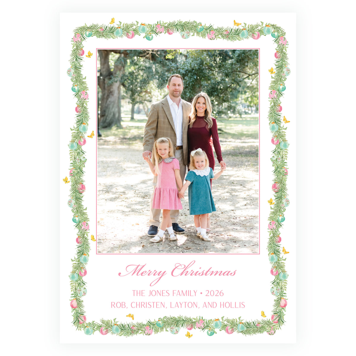 Parisian Noël Garland Frame Christmas Photo Card