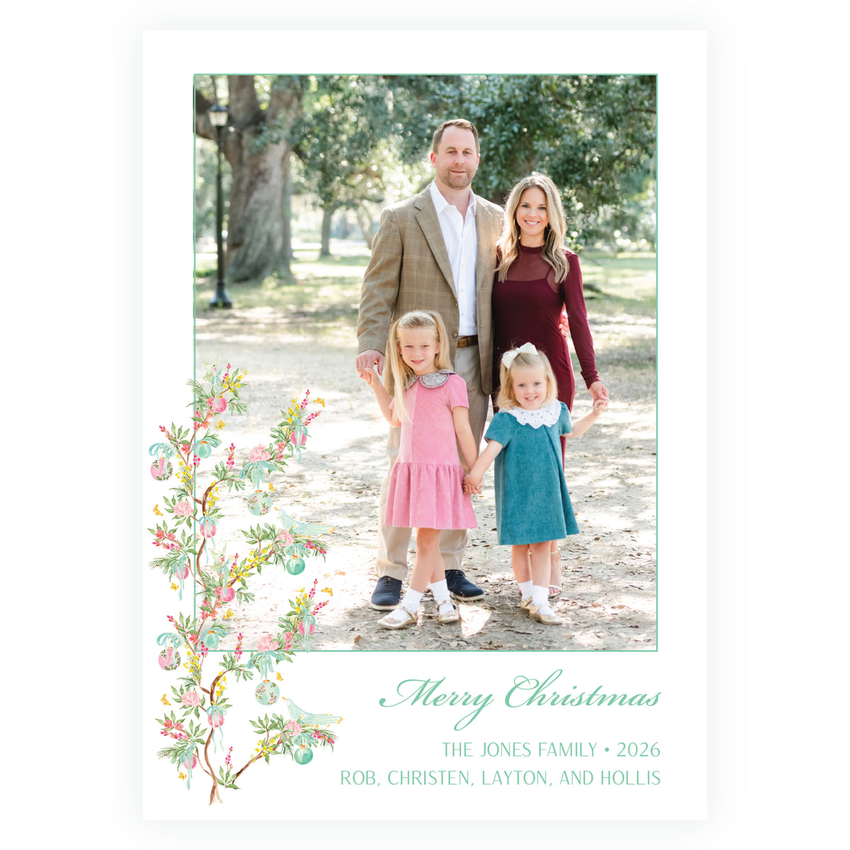 Parisian Noël Botanical Christmas Photo Card