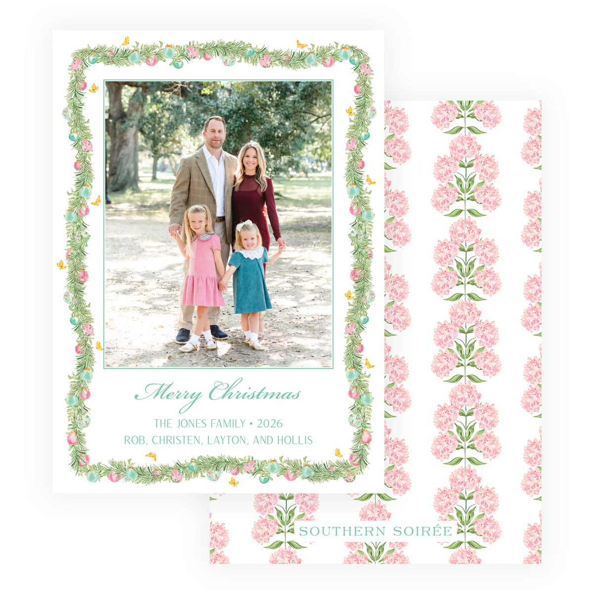 Parisian Noël Garland Frame Christmas Photo Card