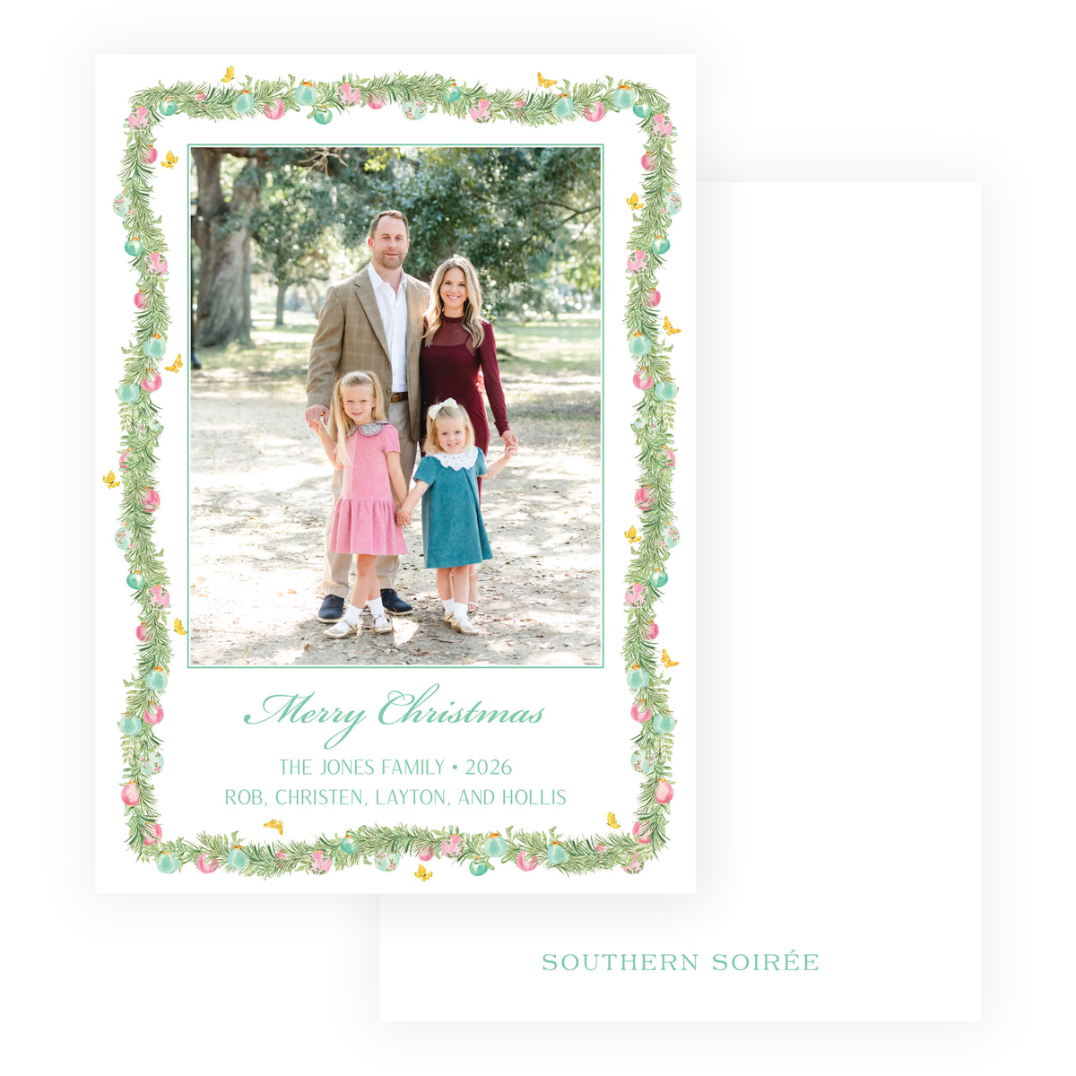 Parisian Noël Garland Frame Christmas Photo Card