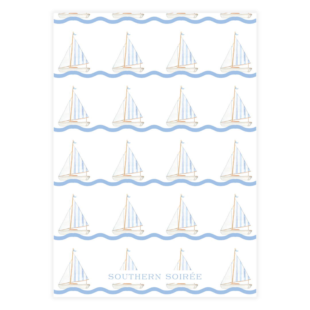Blue Sailboat Nautical Birthday Invitation