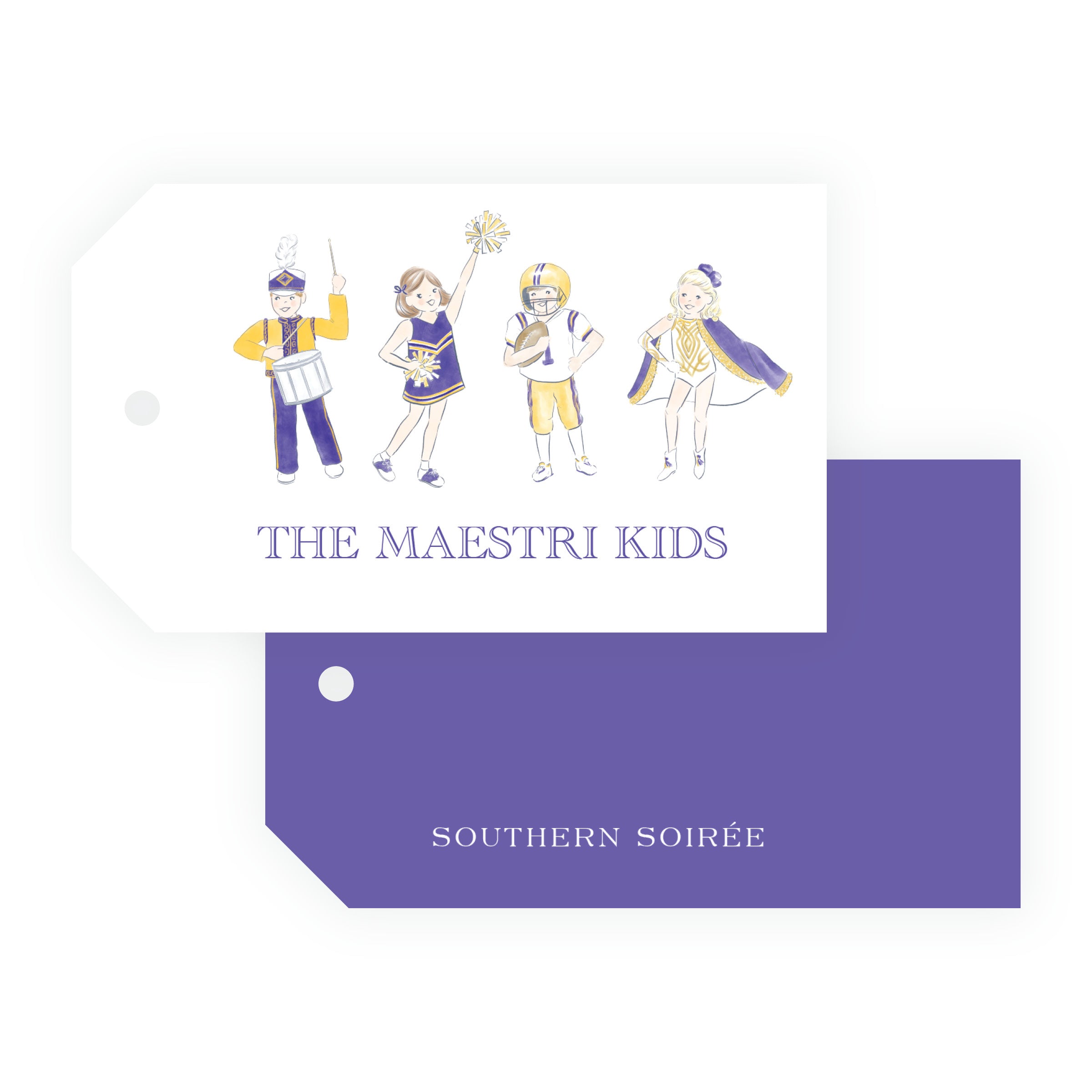 Purple and Gold Game Day Kids Gift Tags – Team Spirit