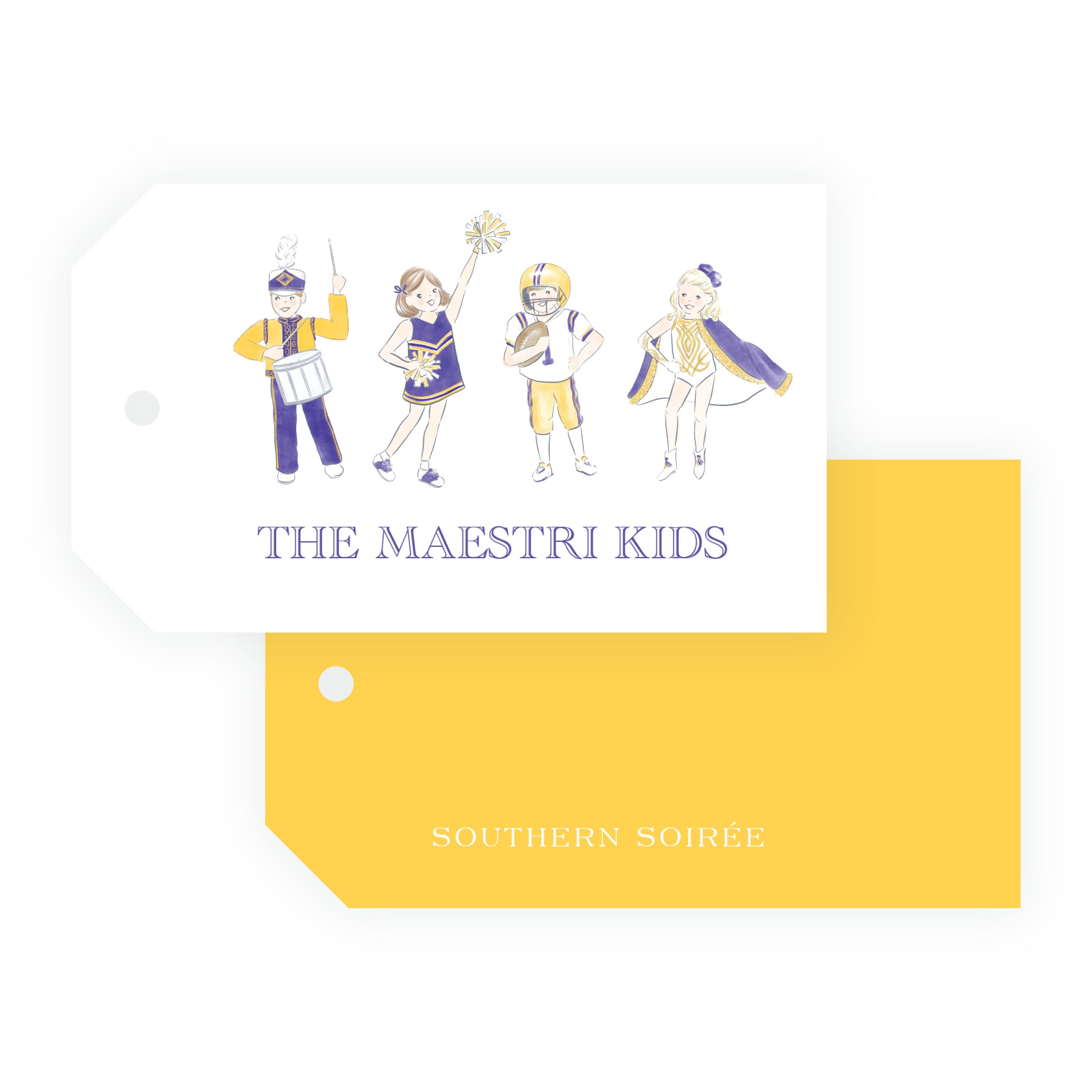 Purple and Gold Game Day Kids Gift Tags – Team Spirit