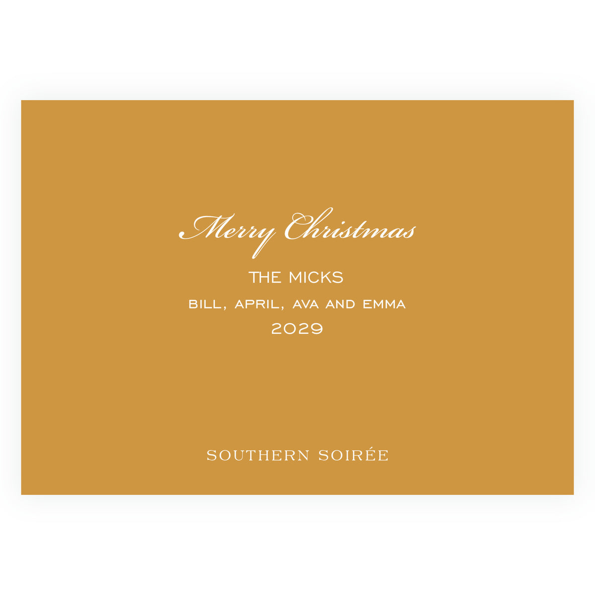 Decked in Garland – Gold Oval Ribbon Garland Landscape Personalized Christmas Photo Card