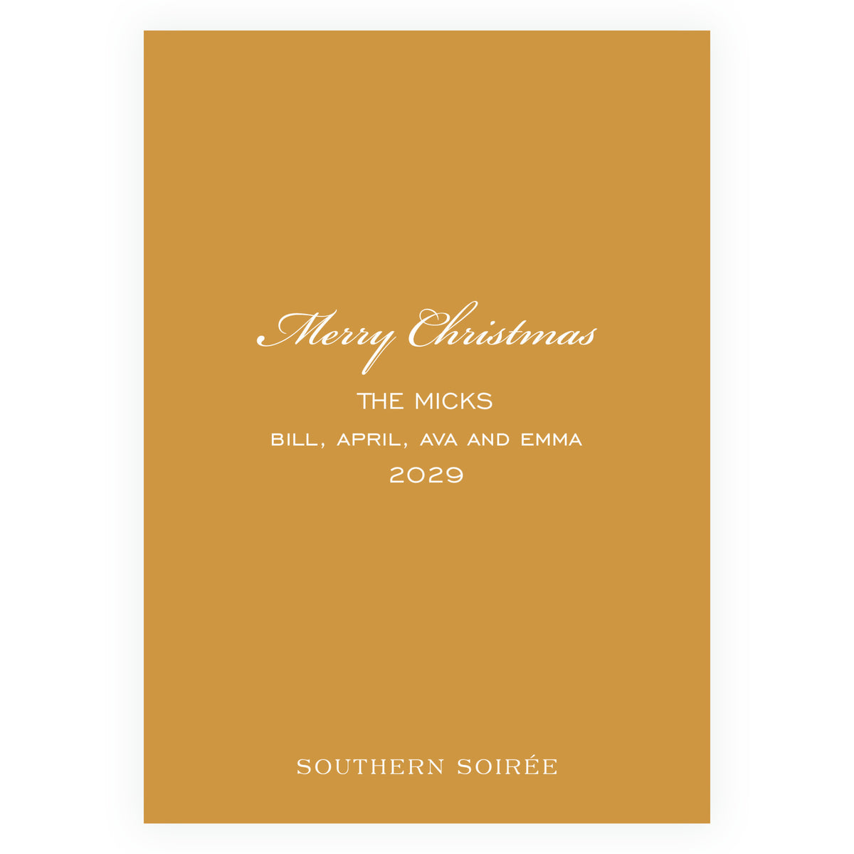 Decked in Garland – Gold Ribbon Garland Personalized Christmas Photo Card