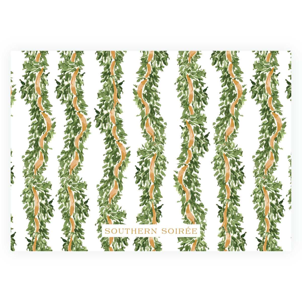 Decked in Garland – Gold Wreath Landscape Personalized Christmas Photo Card