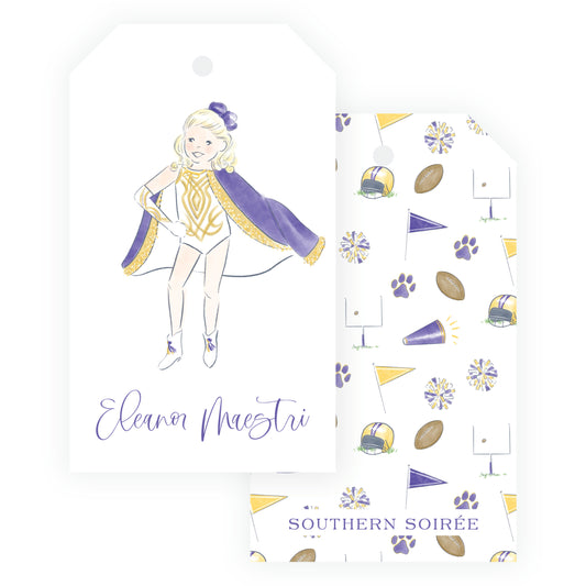 Purple & Gold Team Spirit Golden Girl Gift Tag