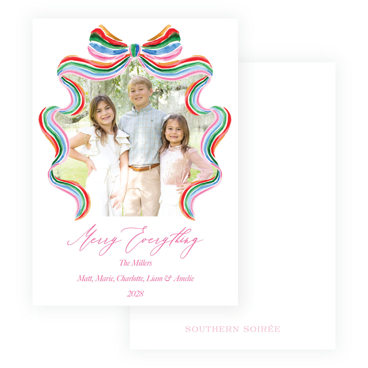 Grand Bow Merry Everything Personalized Christmas Photo Card