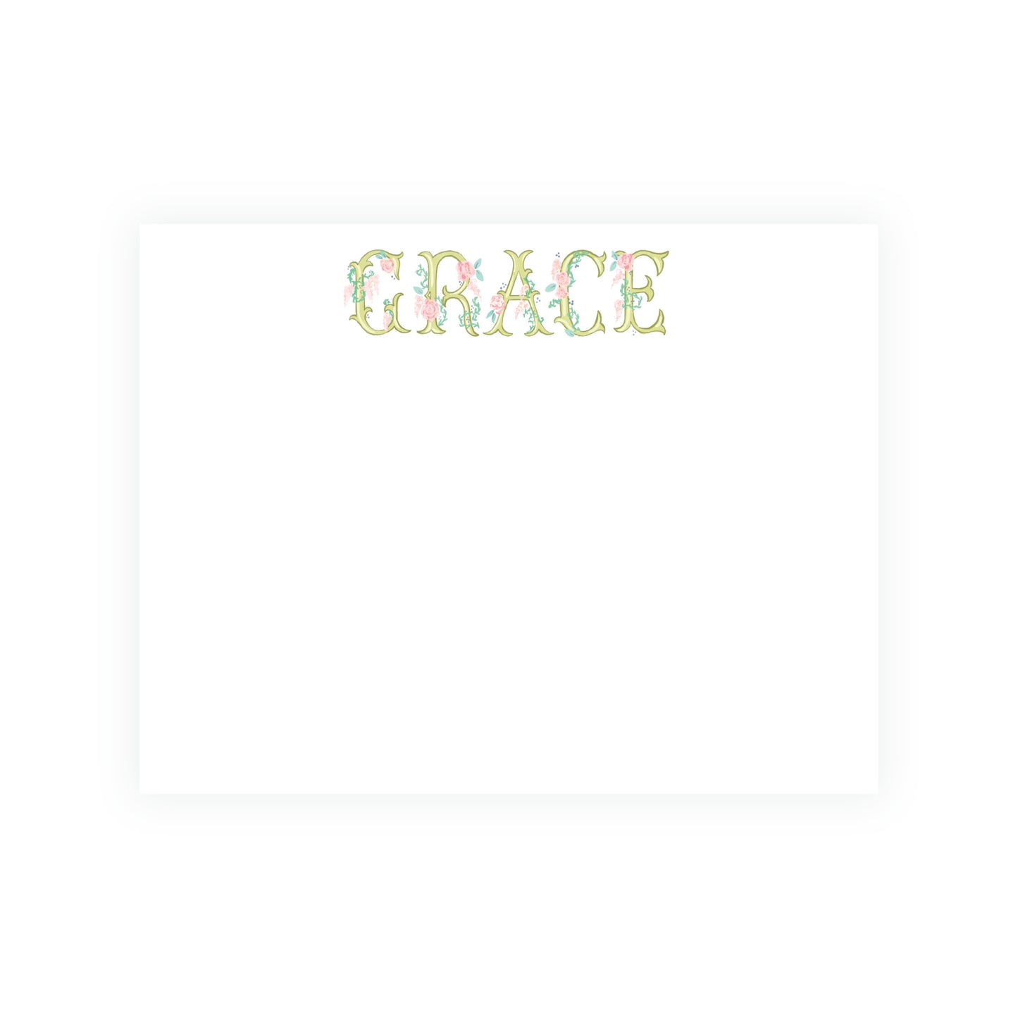 The Bloomed Letter Green Floral Notecard
