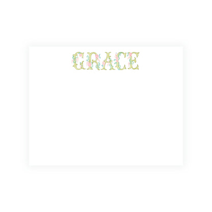 The Bloomed Letter Green Floral Notecard