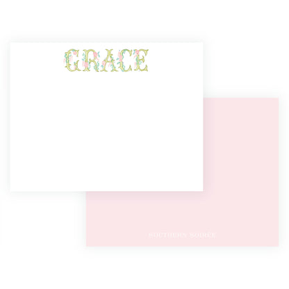 The Bloomed Letter Green Floral Notecard