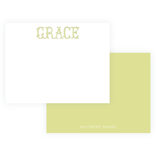The Bloomed Letter Green Notecard