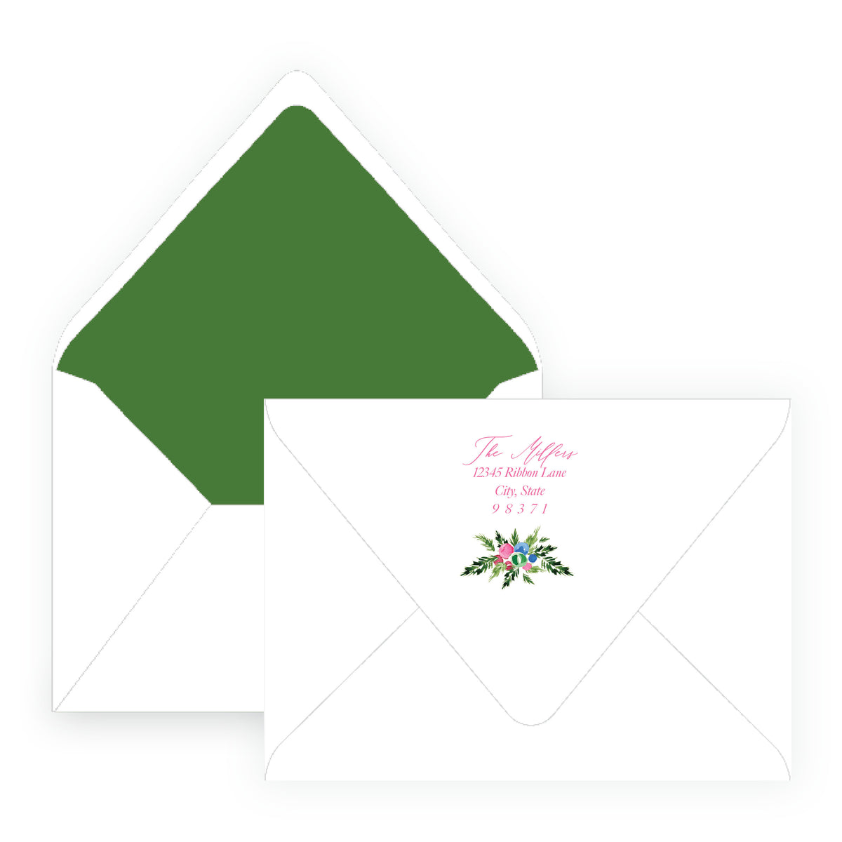Decked in Cheer Pink Landscape Personalized Christmas Photo Card
