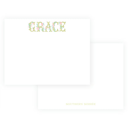 The Bloomed Letter Green Floral Notecard