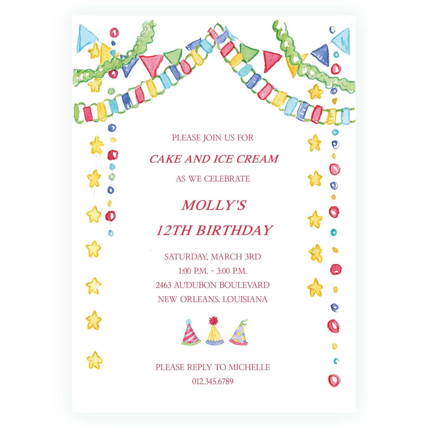 Happy Birthday Streamers Invitation