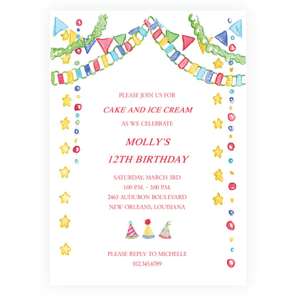 Happy Birthday Streamers Invitation