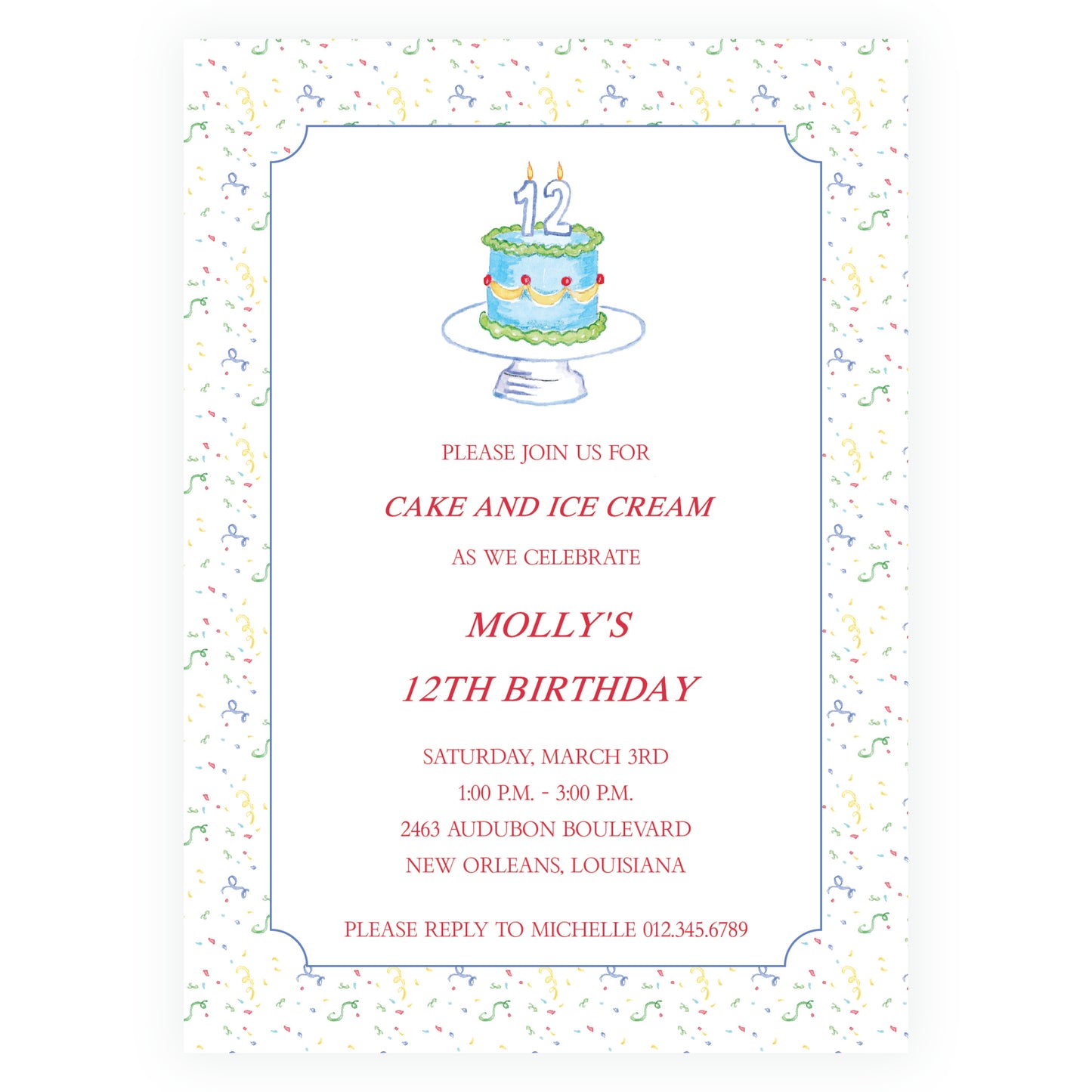 Happy Birthday Cake Invitation
