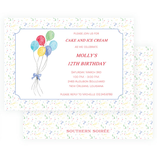 Happy Birthday Balloon Landscape Invitation