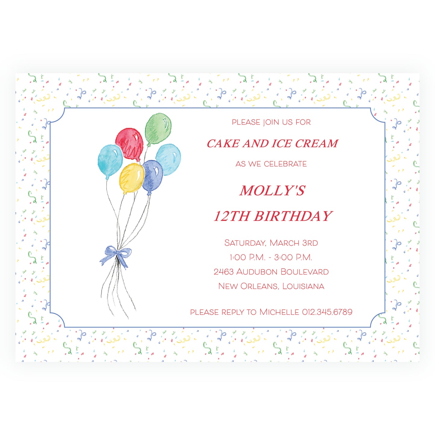 Happy Birthday Balloon Landscape Invitation